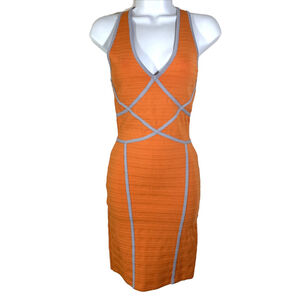 Cut25 Orange V-Neck Sleeveless Stretch Bodycon Dress Sz XS